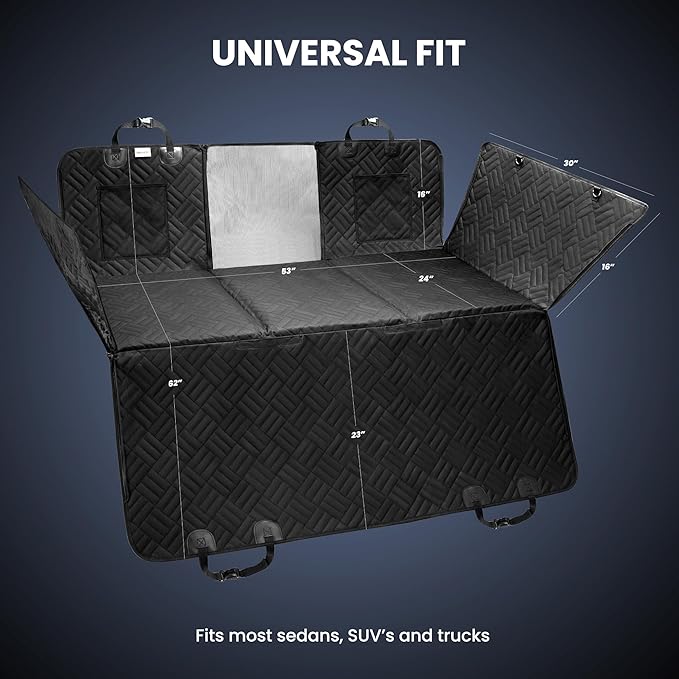 Premium Truck Dog Seat Cover, Extra Strength Honeycomb Hard Bottom Holds 400lbs, Dog Back Seat Extender, Waterproof, Anti-Scratch, Safer, Back Seat Pet Cover for Dogs Upgraded 2025 Materials!
