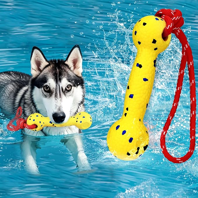 BABORUI Floating Dog Pool Toy – Durable E-TPU Dog Water Toy for Fetch & Chew, Bright Floating Dogs Toys for Pool, Beach & Outdoor Play – Dogs Beach Essentials (Yellow Stick)