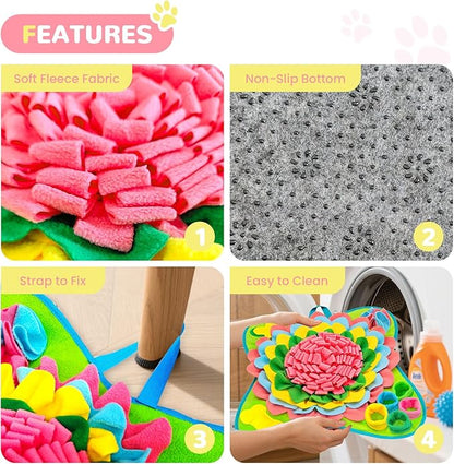 Snuffle Mat for Dogs 19"x19", Interactive Dog Enrichment Puzzle Toys to Keep Busy for Puppy Small Medium Dogs Cats, Cognitive Sniff Foraging Mat for Slow Feeding Treat Game Mental Stimulation