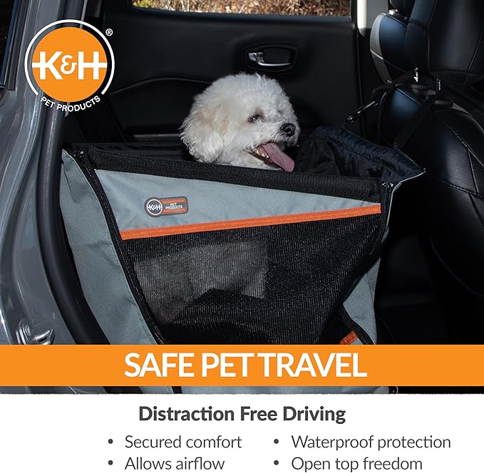 K&H Pet Products Buckle N Go Dog Car Seat for Small Dogs, Waterproof Fabric, Breathable Mesh Sides, Adjustable Seat Belt Leash, Carseat for Small Pets, Car Seat Carrier - XS 16 X 14 X 14in