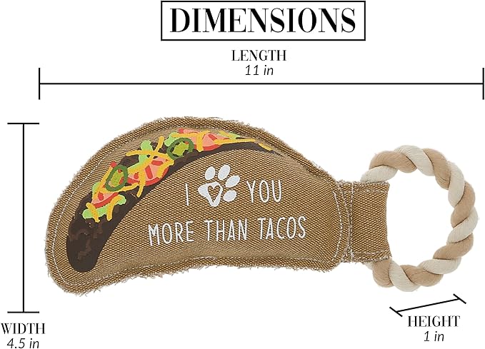 Pavilion Gift Company - Taco - Canvas Rope Dog Toy Taco Food Tug of War Puppy K9 Doggy Lover Parent Gift