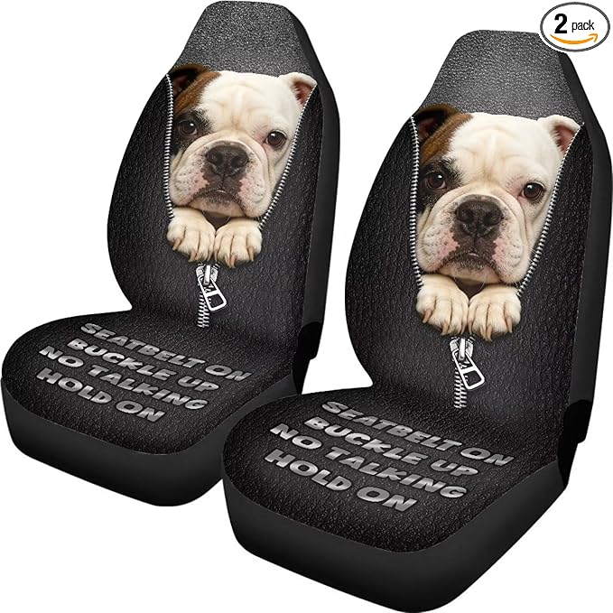 Funny Pug Print Car Seat Covers for Front Seats Dog Funny Car Accessories for Women Men Washable and Breathable Car Seat Cover Set of 2 for Trucks SUV Sedans
