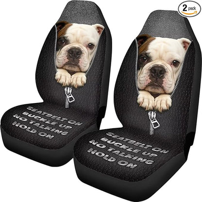 Funny Pug Print Car Seat Covers for Front Seats Dog Funny Car Accessories for Women Men Washable and Breathable Car Seat Cover Set of 2 for Trucks SUV Sedans
