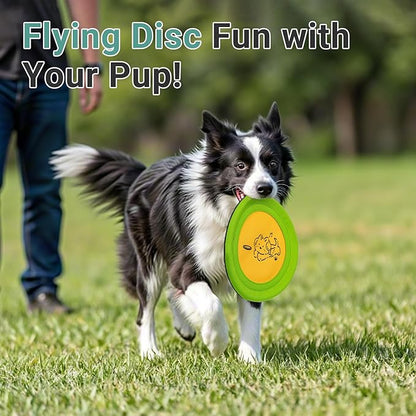 3 Packs Nylon Interactive Dog Flying Disc - Floating Dog Toys for Aggressive chewers - Water Toys for Dogs (Yellow and Green)