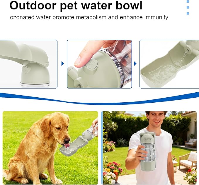 Portable Dog Water Bottle Active Oxygen Puppy Water Bowl & Dispenser for Travel, Improves Taste and Boosts Immunity for Pet Health Care Water Bottle (A-013B-white)