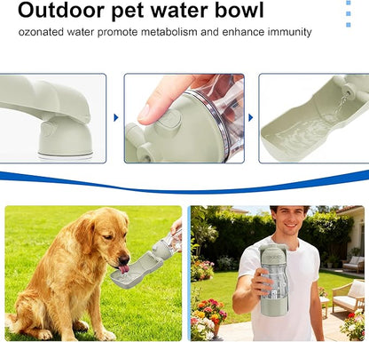 Portable Dog Water Bottle Active Oxygen Puppy Water Bowl & Dispenser for Travel, Improves Taste and Boosts Immunity for Pet Health Care Water Bottle (A-013B-white)