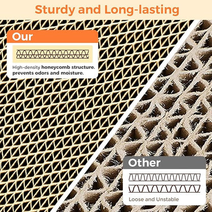 ComSaf Cat Scratcher Cardboard Indoor - 17"x10" Cat Refill Box with 3 Pcs Scratching Board Reversable Long Lasting Clawing Pad for Cats, Corrugate Scratchers Bed Sofa Couch Furniture Wall Protector