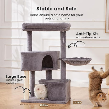 Gardner Pet 41" Cat Tree for Medium Large Cats, Heavy Duty Cat Trees Tower with 2.8in Posts & Washable Top Perches