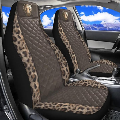 Leopard Automotive Seat Covers Seat Cover for Front Seats Only for Women Men Universal Fit for Cars, SUVs, Trucks Car Interior Accessories Seat Protector Brown