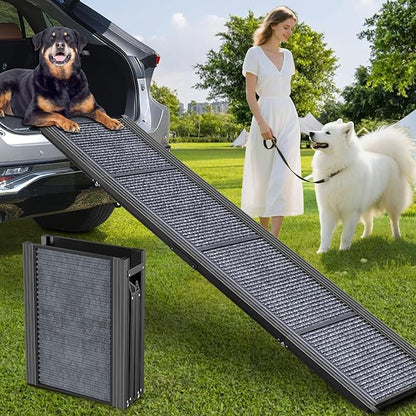 71" Extra Long Dog Ramp for Car Portable Sturdy Dog Ramps for Large Dogs with Non-Slip Rug Surface Dog Car Ramp for SUV Car & Truck, Outdoor Dog Ramp Up to 270LBS