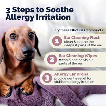 Vetnique Oticbliss Cat & Dog Ear Infection Treatment | Dog Ear Allergy Relief Drops, MicroSilver Yeast Infection Treatment for Dogs, Hydrocortisone for Itching, Redness Swelling (Ear Allergy Drops)
