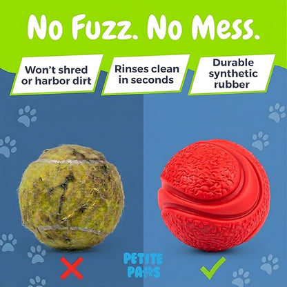 SuperFetch Dog Balls 1.5 Inch No Squeak Toy for Small Dogs Teething Toys for Puppies Rubber Balls for Fetch, Training, Boredom and Solo Play - 6 Pack