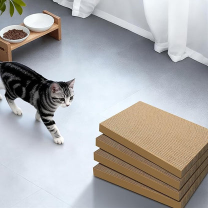 AGYM Cat Scratchers 4 Packs Refill Cat Scratching Pad Cardboard for Indoor Cats and Kitten, Large Size Cat Scratch Pad Board Easy for Cats to Scratch