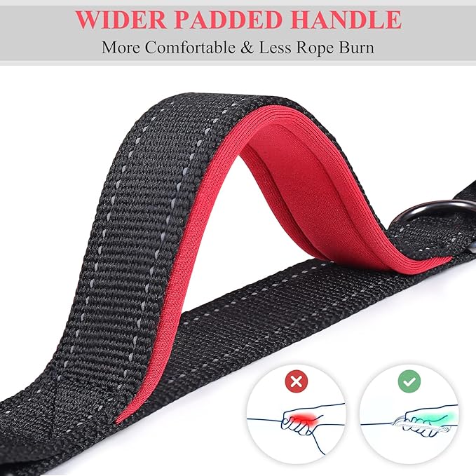 VIVAGLORY Hands Free Dog Leash Bungeeone Running Dog Leash with Waist Belt for Running Walking & Jogging, Bungee & Around Waist for Pet, S, Black/Red