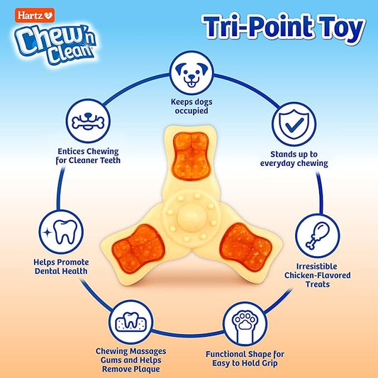 Chew ‘n Clean Chew Toy and Treat in One Chicken Flavored Tri-Point Dog Toy, Small