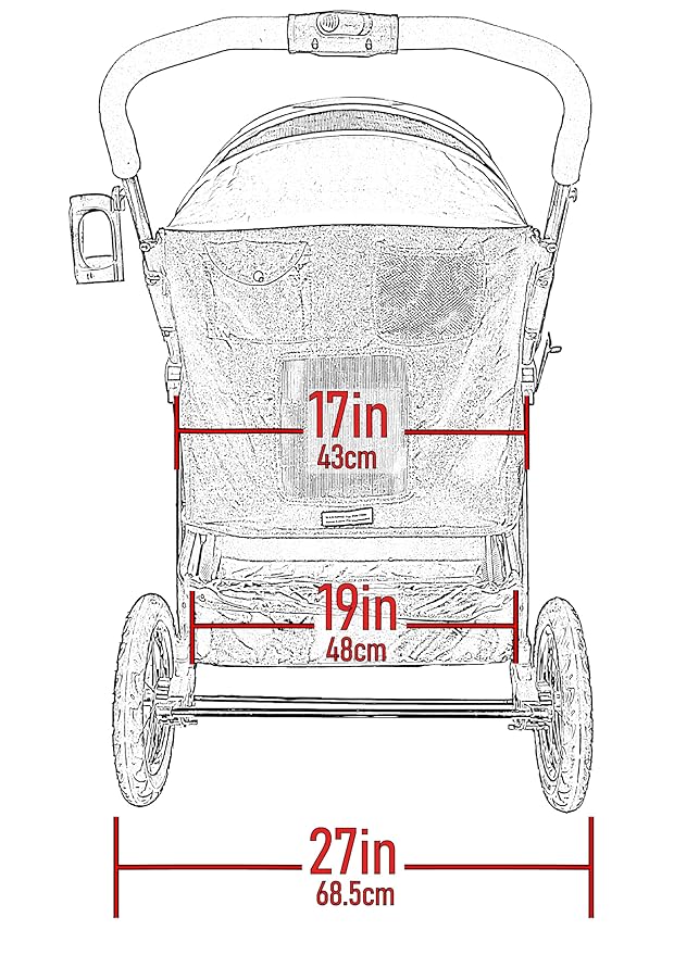 Pet Gear No-Zip Jogger Pet Stroller for Cats/Dogs, Zipperless Entry, Airless Tires, Easy One-Hand Fold, Cup Holder + Storage Basket, Salt- Extra Large