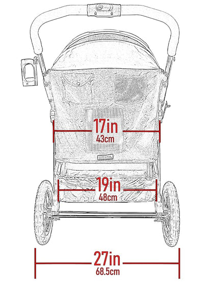 Pet Gear No-Zip Jogger Pet Stroller for Cats/Dogs, Zipperless Entry, Airless Tires, Easy One-Hand Fold, Cup Holder + Storage Basket, Salt- Extra Large