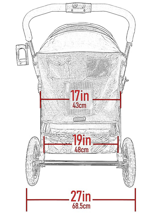 Pet Gear No-Zip Jogger Pet Stroller for Cats/Dogs, Zipperless Entry, Airless Tires, Easy One-Hand Fold, Cup Holder + Storage Basket, Salt- Extra Large