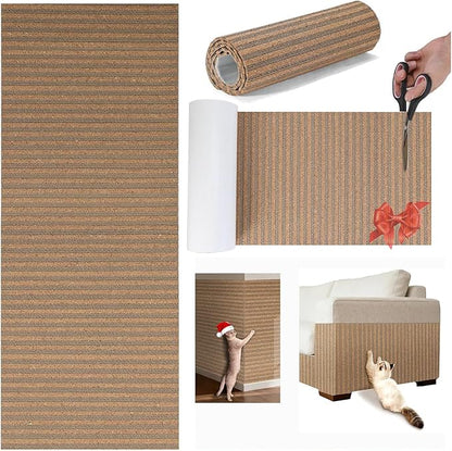 Natural Cork-Cat Scratch mat-Cat Scratch Pad Rug-cat Couch Protector-Scratch Furniture Protector for Post/Sofa/Floor-Wall Scratchers for Indoor-Carpets Scratching-Stretching-Kitty Gifts-Khaki 40*17IN