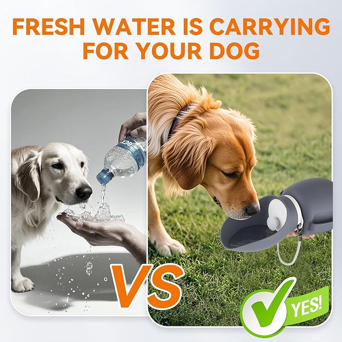 Dog Water Bottle 27 OZ Large Capacity Dog Travel Water Bottle with Drinking Trough Pet Drinking Feeder for Outdoor Walking/Hiking/Travel, Grey
