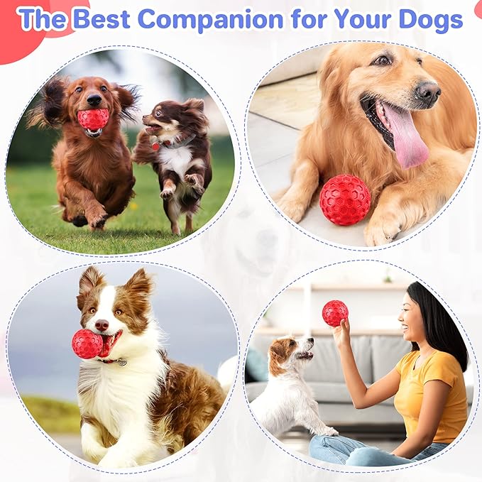 Indestructible Squeaky Dog Balls Puppy Toys, Interactive Dog Toys for Small Dogs, Puppy Chew Toys for Teething and Relax, Dog Chew Toy Balls Small Dog Toys for Small Breed, Outdoor Dog Toys