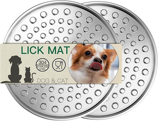 Stainless Steel Lick Mat for Dogs Cats, Slow Feeder Lick Pad for Aggressive Chewers, Non-Slip Heavy Duty Base, Mental Stimulation for Anxiety Reducer, Whisker-Friendly for Cat