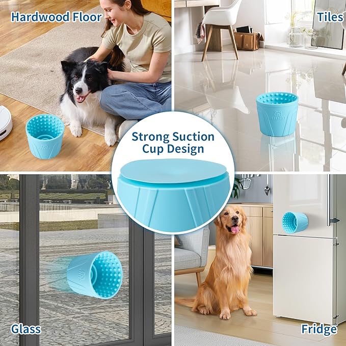 Dog Lick Bowl, Bestalk Anxiety Relief Slow Feeder Dog Lick Mat Treat Dispenser, Non-Slip Licking Bowl Enrichment Toys for Small Medium and Large Breed Dogs, BPA Free Silicone(Teal,M-L)