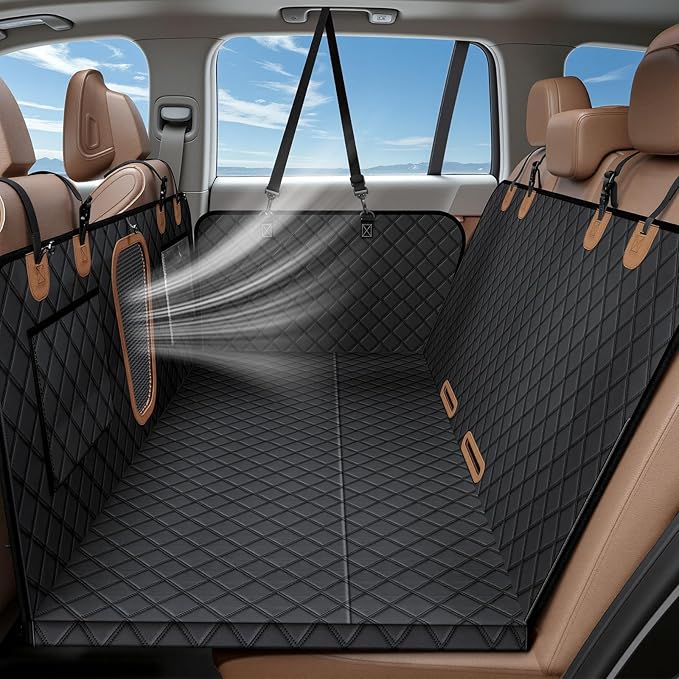 A-Pce Dog Car Seat Cover for Back Seat, Hard Bottom Back Seat Extender for Dogs, Back Seat Pet Cover for Dogs - Supports 400lbs, Waterproof Heavy Duty Scratch Dog Hammock for Car SUV and Small Truck