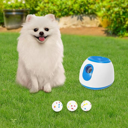 Automatic Dog Ball Launcher, Dog Ball Thrower Launcher with 3 Balls Sizing 2 Inch Interactive Balls Launchers for Dogs with Adjustable Distance Settings 10-30ft for Indoor Backyards Parks
