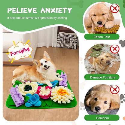 Snuffle Mat for Dogs Sniffing Feeding Mat for Small and Medium Breed Dogs and Cats Non-Slip/Portable/Durable Interactive Puzzle Pet Puppies Toys Encourages Natural Foraging Skills