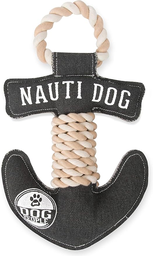 Pavilion Gift Company Nauti Anchor 13 Inch Large Tug of War Rope Sturdy & Durable Canvas Dog Toy, Gray