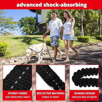 Rope Dog Leash 6 FT: Heavy Duty Leashes with Swivel Lockable Hook Reflective Threads Bungee and Padded Handle - Dog Lead for Large Small Medium Dogs Outside Walking Hiking Red