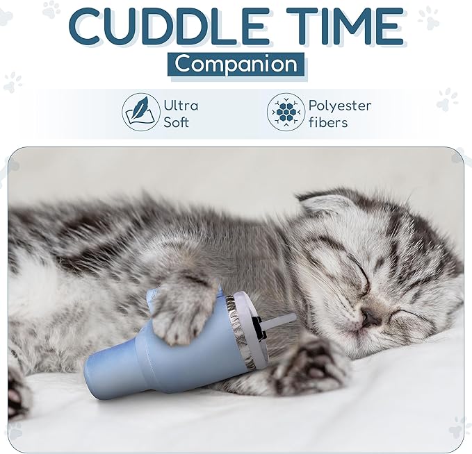 Kitty Cup Catnip Toy - Easter & Birthday Cat Gift Toy with Catnip & Crinkle, Funny Gift for Girl Indoor Kitten (Chambray Blue)