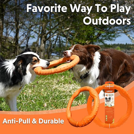 LaRoo Dog Ring Toy - Durable Flying Ring for Fetch,Water Play & Training Tough,Chew-Proof Design for Aggressive Chewer Breeds, Easy-Throw Lightweight Frisbee for Medium/Large Dogs (Orange/30cm)