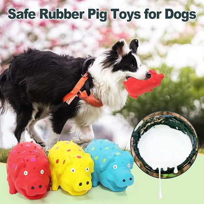 3-Pack Squeaky Pig Dog Toys, Rubber Pig Dog Toys for Small, Medium & Large Dogs, Durable Interactive Latex Squeaky Chew Toys