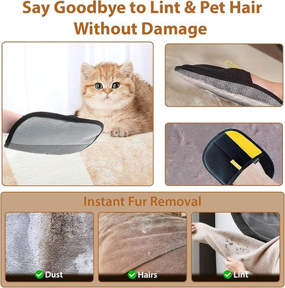 VIMALIFE Pet Hair Removal Glove for Dogs and Cats, Quick Cleaning Electrostatic Hair Remover, Reusable for Sofa, Carpet, Clothing & Car Seats, Easy Fur Cleaning Tool for Home & Travel, Yellow Black