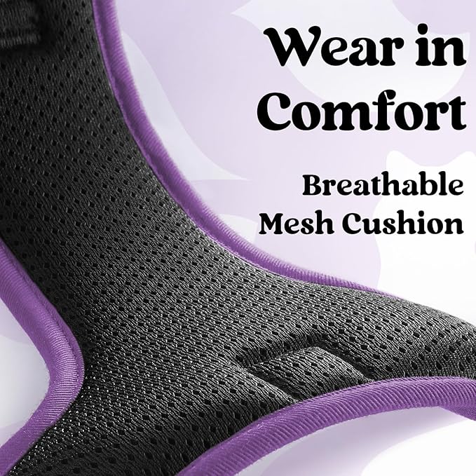 rabbitgoo Dog Harness for Large, No Pull Pet Harness with 3 Buckles, Adjustable Soft Padded Vest with Control Handle, Walking Reflective Pet Vest for Large Dogs, Black & Purple, L