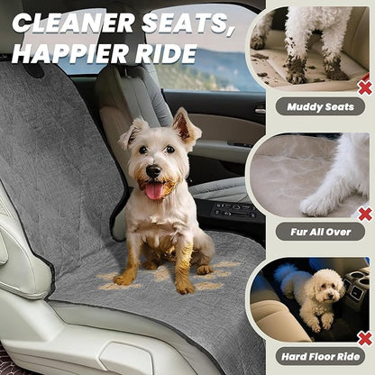 VIVAGLORY Dog Front Seat Cover Seatflex Car Seat Protector for Dog, Car Cover for Pet, Front Single Bucket Captain Chair Protector, Standard, Heather Black, 2Pack