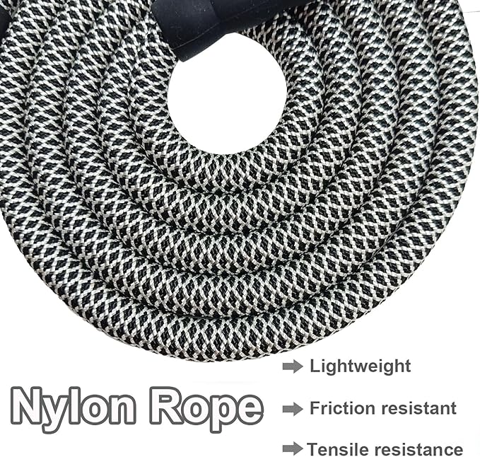 MayPaw 6ft Heavy Duty Rope Dog Leash, Soft Padded Handle Nylon Pet Leash, Thick Walking Lead Leashes for Large Medium Dogs (Black White, 1/2" * 6')
