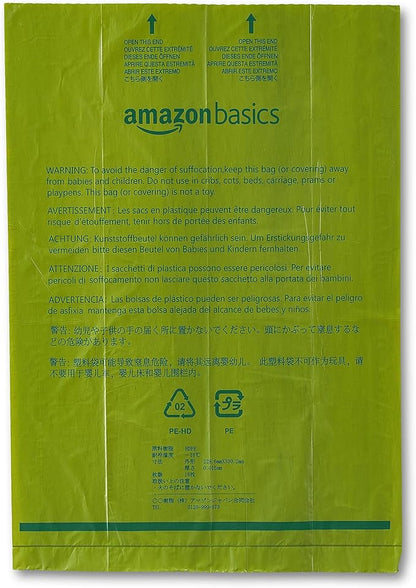 Amazon Basics Premium Leak Proof Dog Poop Bags with Dispenser and Leash Clip, Cucumber Scented, 13" x 9", 540 Count (36 Rolls of 15)