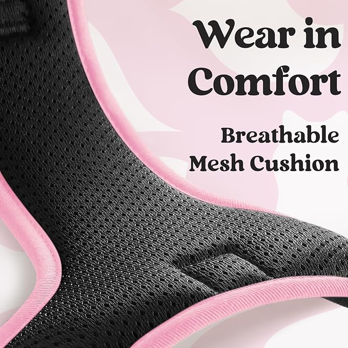 rabbitgoo Dog Harness for Large, No Pull Pet Harness with 3 Buckles, Adjustable Soft Padded Vest with Control Handle, Walking Reflective Pet Vest for Extra Large Dogs, Black & Pink, XL