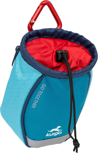 Kurgo Go Stuff It Dog Treat Bag, Training Treat Pouch Bag for Dogs, Treat Pouches for Pets, Hands-Free Pouch Waist, Reflective, Includes Carabiner (Coastal Blue)