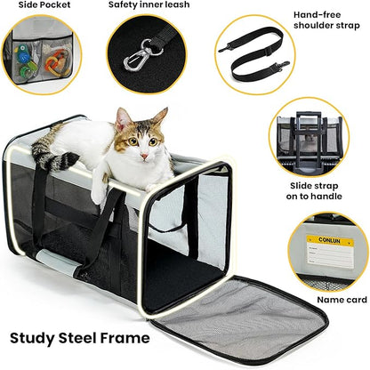 Soft-Sided Cat Carrier for Small-Medium Cats, Puppies up to 15 Lb, Airline Approved