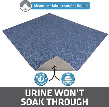 Drymate Cat Litter Box Mat, Litter Trapping Mat, Waterproof, Urine-Proof, Absorbent, Machine Washable, Soft on Paws, Contains Mess, Protects Floors, Kitten Supplies, Blue, 29x36 XL