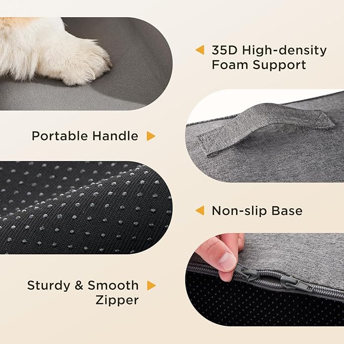 Joydeco Dog Stairs for Bed 22.8" H, 4-Step Pet Steps for Small Dogs and Cats, Dog Steps for High Bed, Non-Slip Balanced Ramp Indoor Pet Stairs, Gray