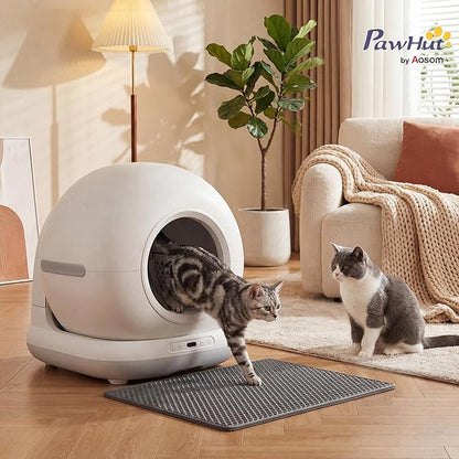 PawHut Automatic Litter Box, Self Cleaning Litter Box for Multiple Cats, 72L Extra Large, App Control, 2.4G WiFi, Odor & Noise Control, Safety Sensors, Deodorant Gel, Litter Mat, 1 Roll Garbage Bag