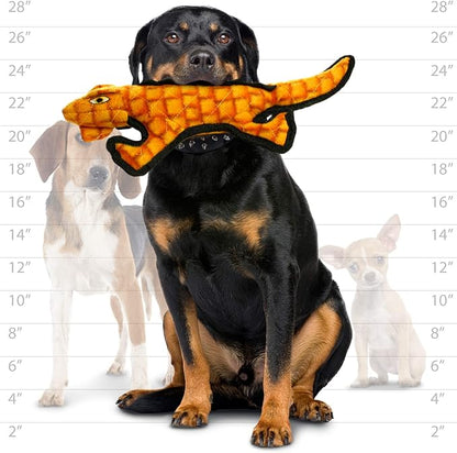 TUFFY - World's Tuffest Soft Dog Toy - Desert - Multiple Layers. Made Durable, Strong & Tough. Interactive Play (Tug, Toss & Fetch). Machine Washable & Floats (Gila Monster, Large 2 Pack)