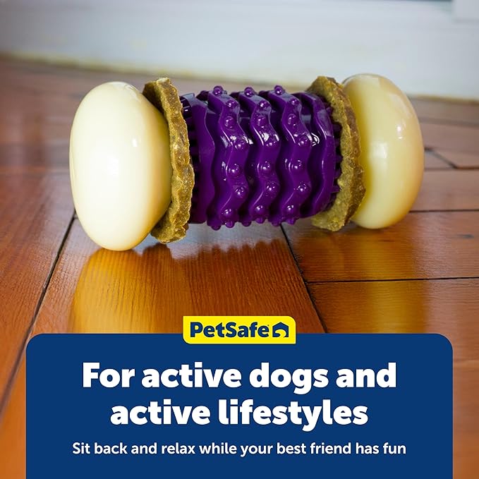 PetSafe Busy Buddy Nobbly Nubbly Treat Holding Dog Toy - Boredom Relief for Strong Chewers - Durable Nylon Build - Dishwasher Safe Design - Includes Treat Rings - Engaging Pet Puzzle - Purple - Medium