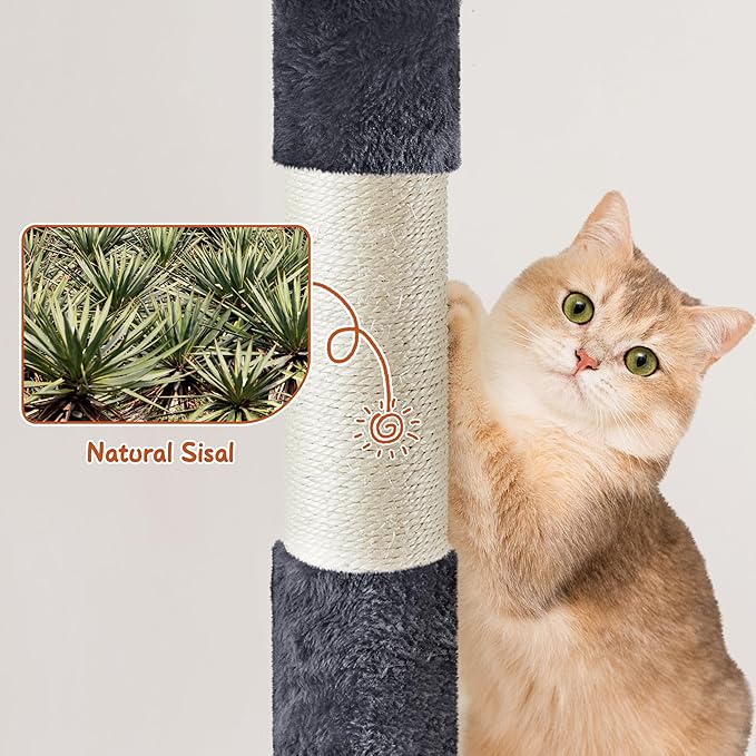 Yaheetech 76in Cat Tree Multi-Level Cat Tower with Large Cat Condo＆Cozy Perches Stable Pet Play House w/Sisal-Covered Scratching Posts＆Board for Indoor Cats, Dark Gray