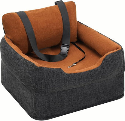 Avont Dog Car Booster Seat for Small/Medium Dogs Under 30 lbs, Elevated Puppy Carseat, Front Seat Pet Car Bed -Grey